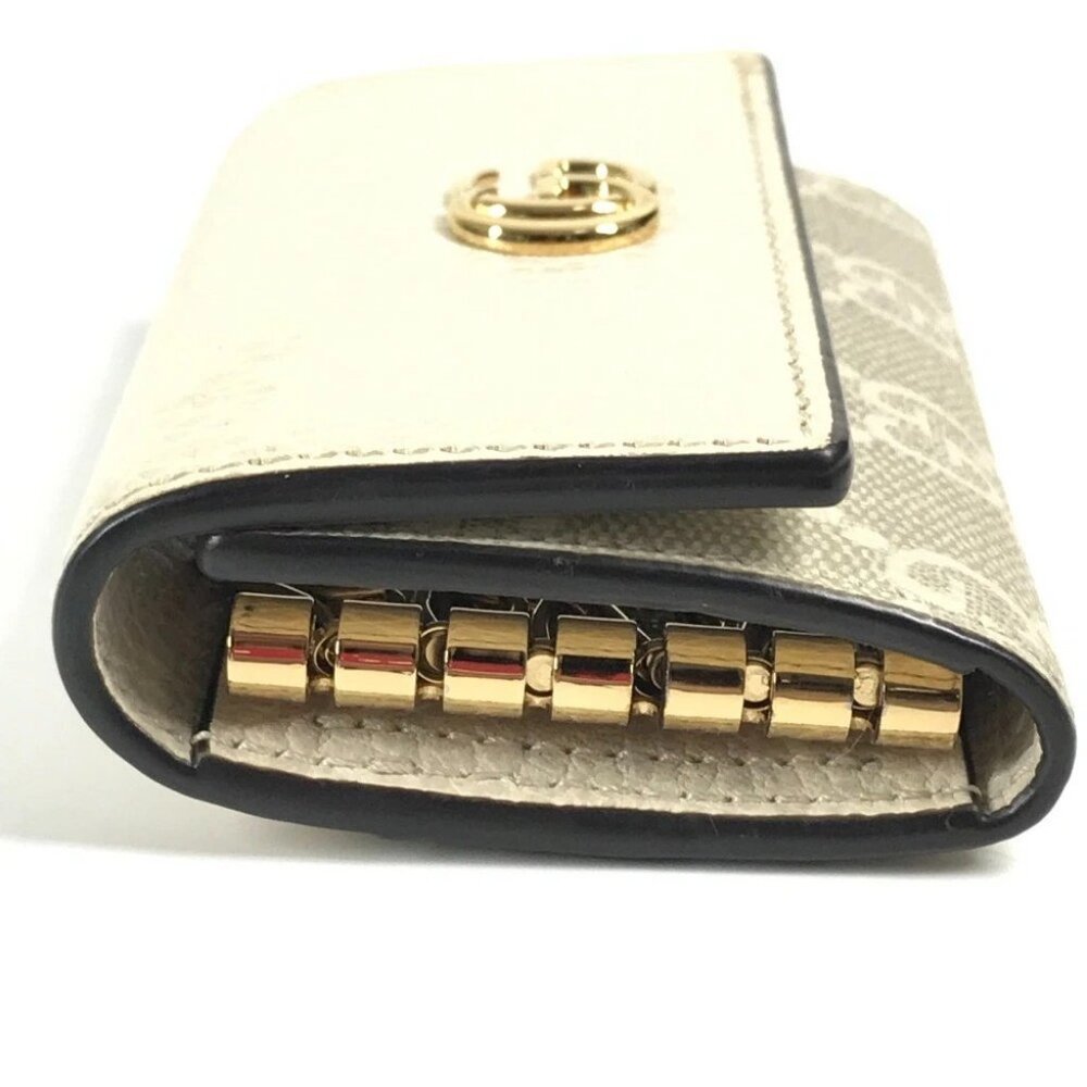 GUCCI 456118 logo GG 6 Key Case Key 6P Key Case PVC/Leather Beige - Picture 4 of 12